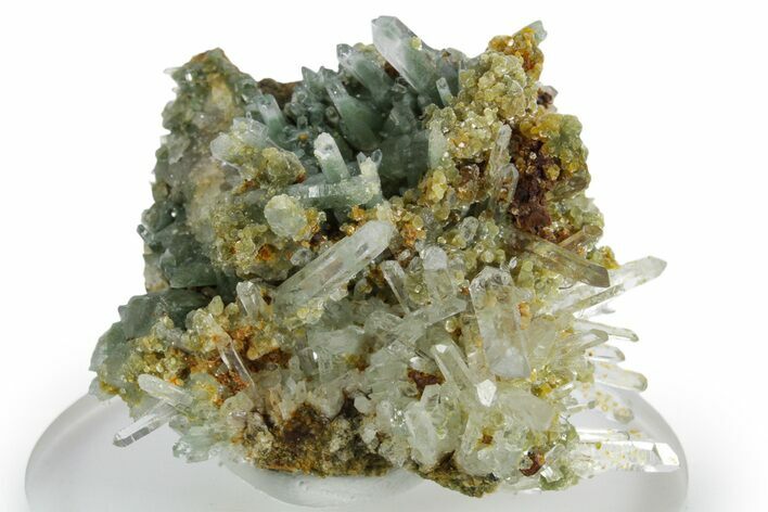 Chlorite Included Quartz Crystal Cluster - Peru #347800
